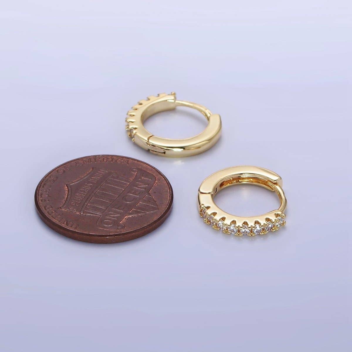 14K Gold Filled 15mm Micro Paved Huggie Earrings | P079: GOLD