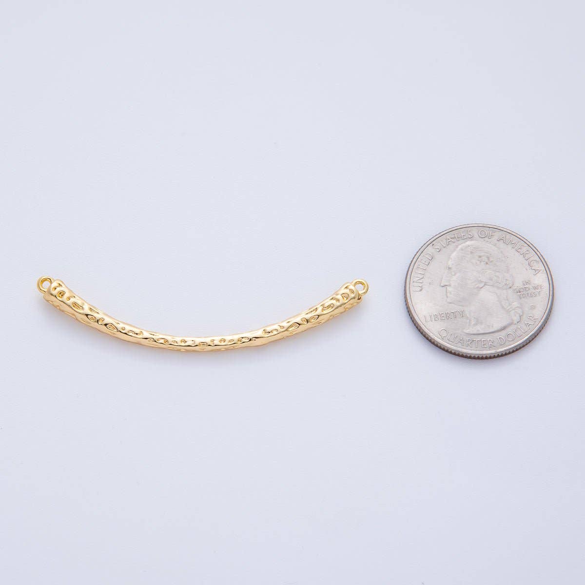 18K Gold Filled 54mm Geometric Hammered Curved Connector | Y168