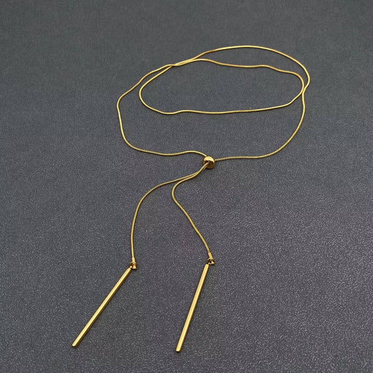 Minimalist 18K Golden Stainless Steel Lariat Necklace - FGS