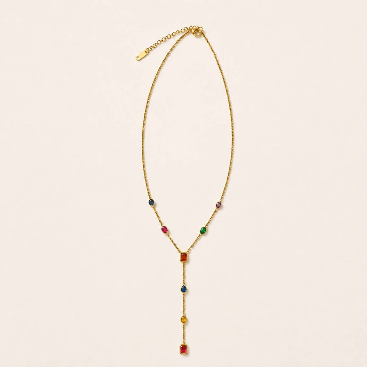 18K STAINLESS STEEL RAINBOW CRYSTAL Y NECKLACE | 40NK9763: MULTI