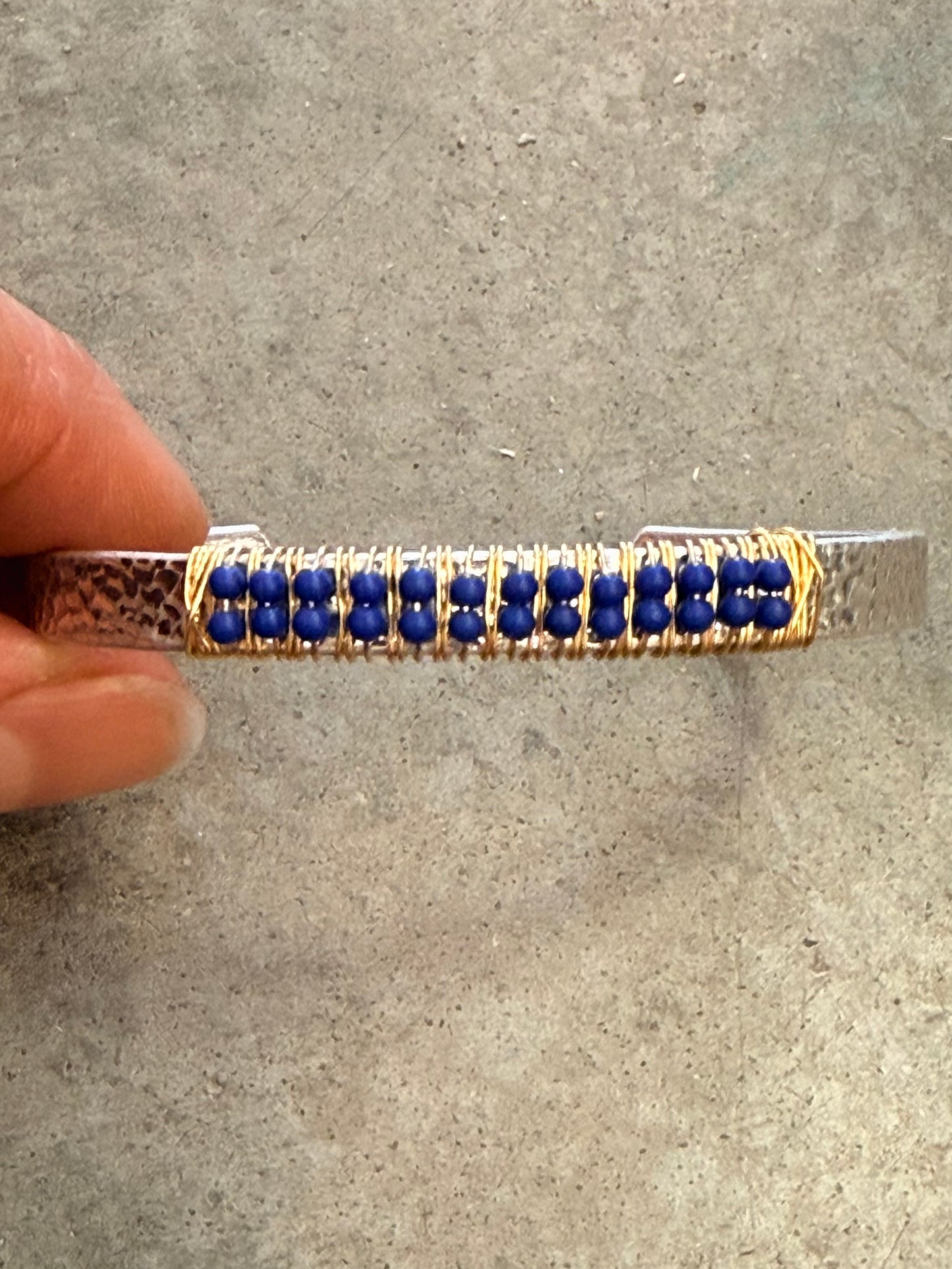 Lapis Wired Cuff Bracelet