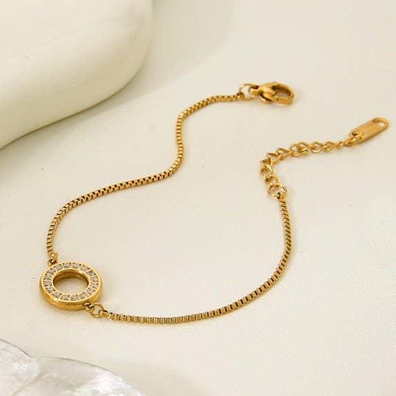 18K STAINLESS STEEL TARNISH FREE GEMSTONE BRACELET | 40B5220: Silver