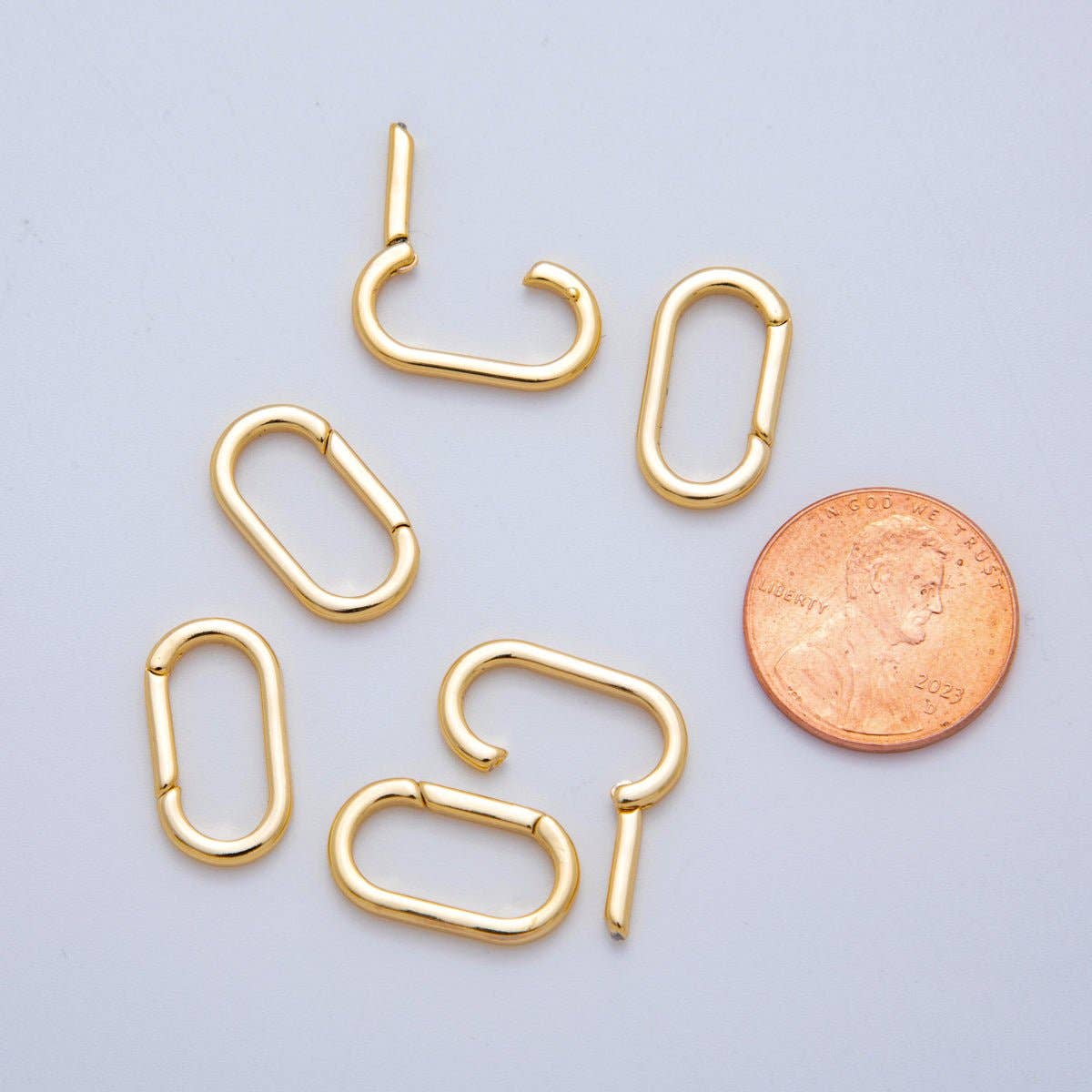 18K Gold Filled Oval Paperclip Oblong Shaped Snap Clasp Spring Gate Closure Findings | ZA1220