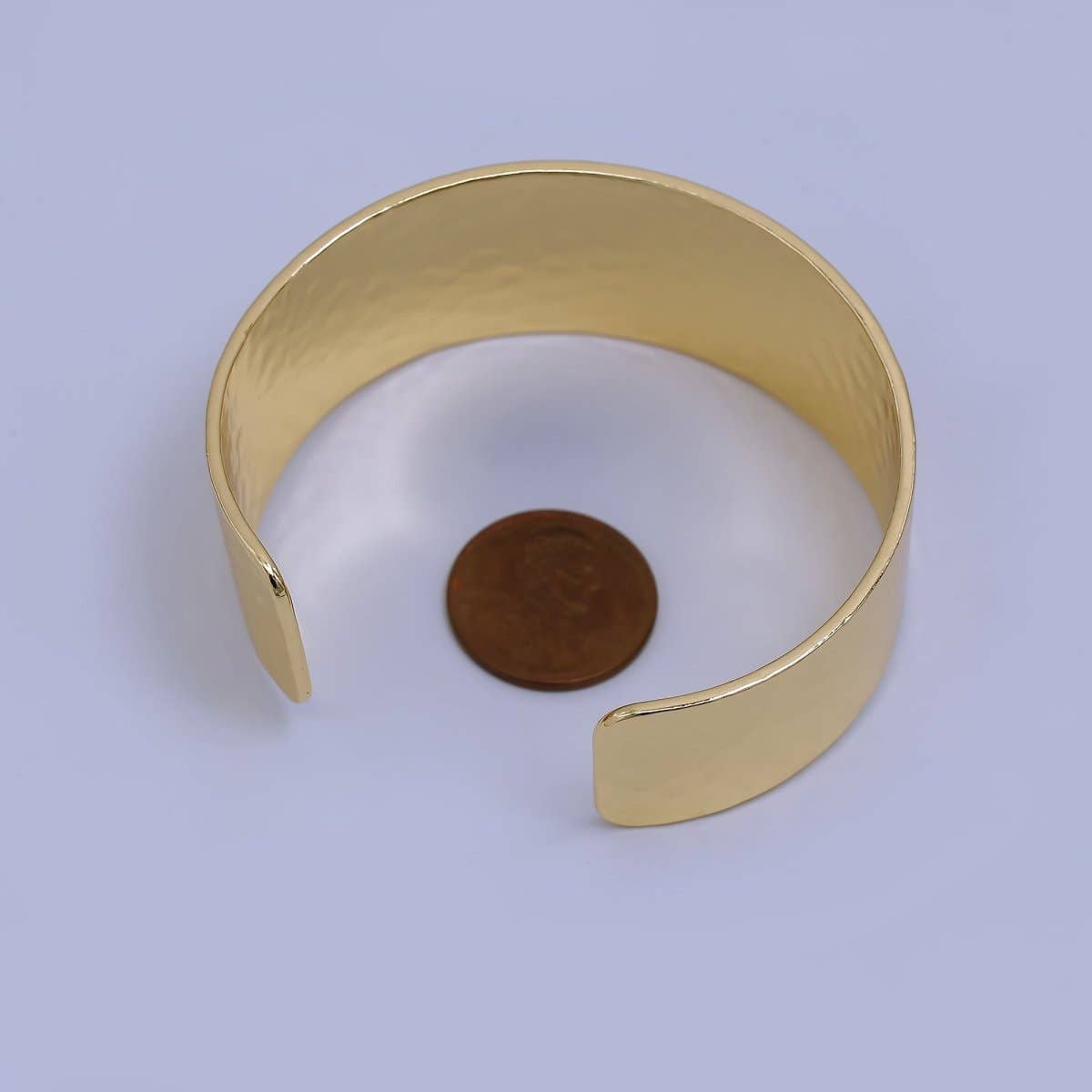 24K Gold Filled Wide Hammered Cuff Bracelet | WA-03249