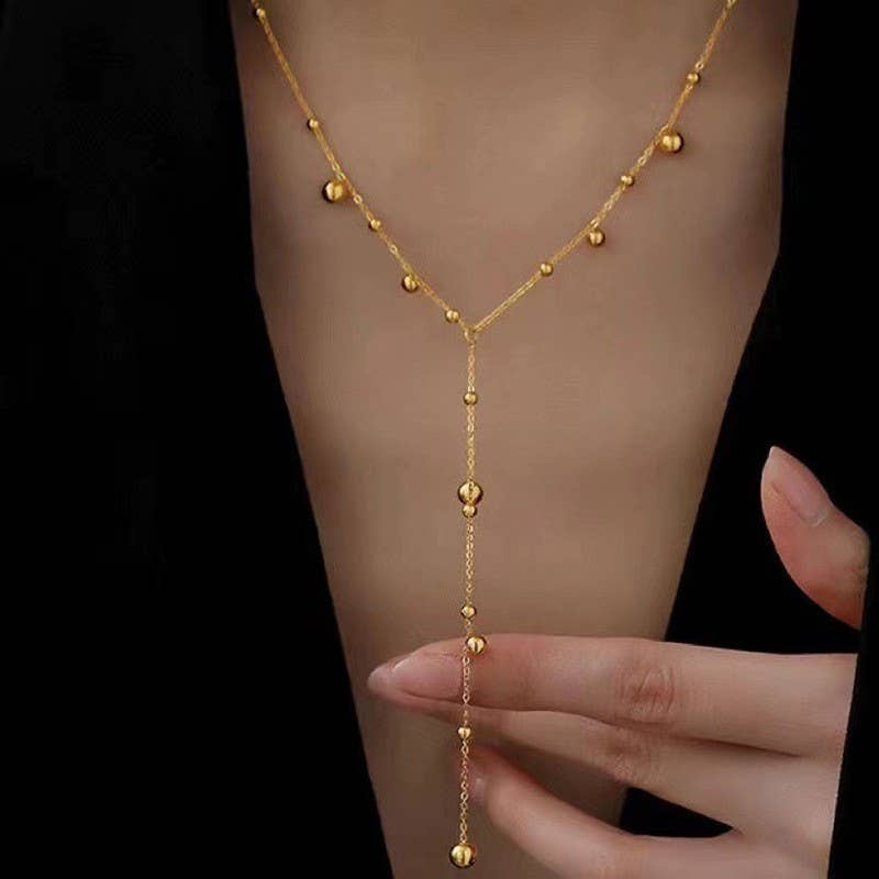 18K STAINLESS STEEL TARNISH FREE BALL Y NECKLACE | 40NK9617: GOLD