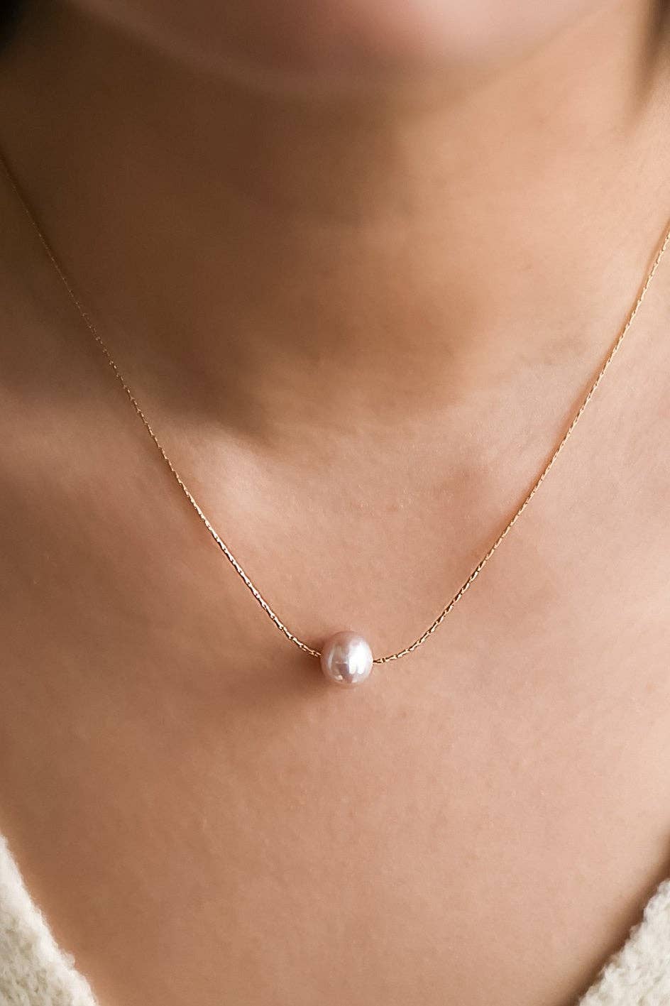 18K Gold PVD Plated Stainless Steel Freshwater Pearl Necklace - 7136 7137: S0OX3T7136 Pink Pearl