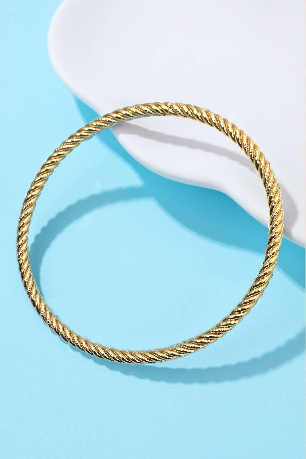 18K NON-TARNISH WATERPROOF STAINLESS STEEL BANGLE |40B5237: B SILVER