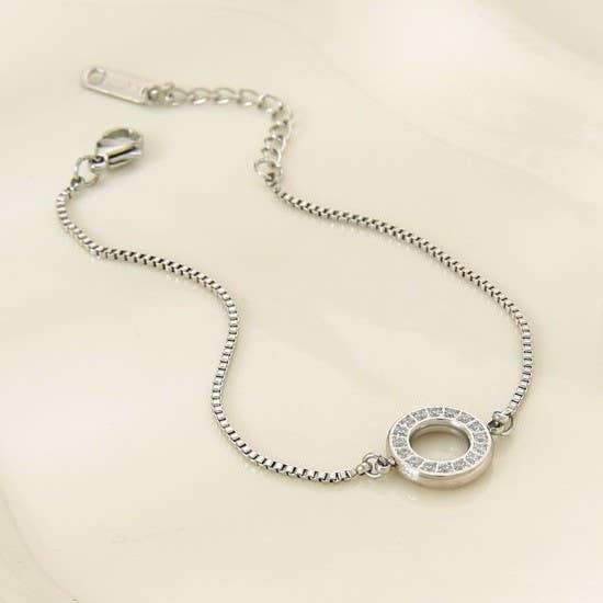 18K STAINLESS STEEL TARNISH FREE GEMSTONE BRACELET | 40B5220: Silver