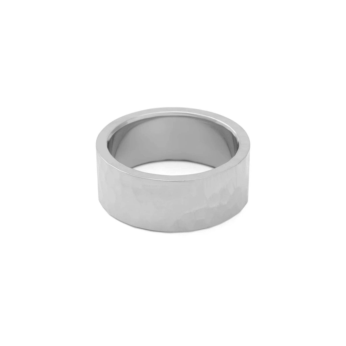 18K Gold PVD Stainless Steel Hammered Statement Ring: Stainless / 7