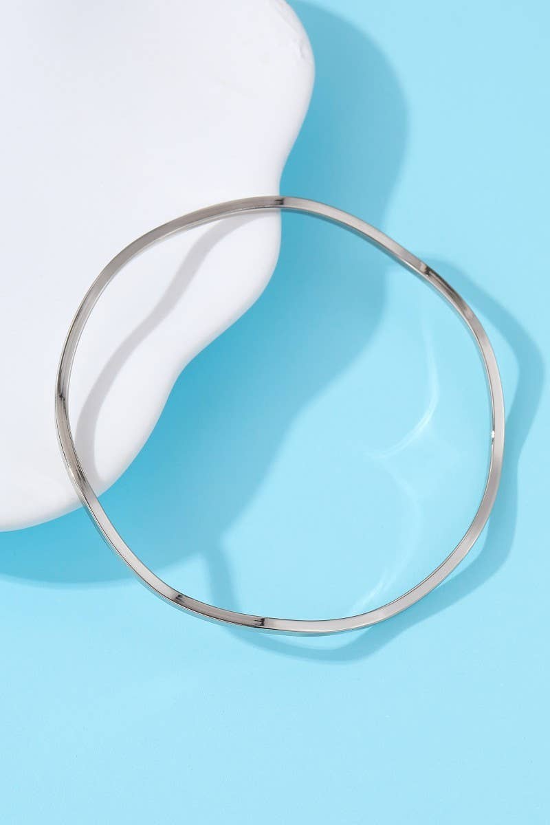 18K NON-TARNISH WATERPROOF STAINLESS STEEL BANGLE |40B5237: B SILVER