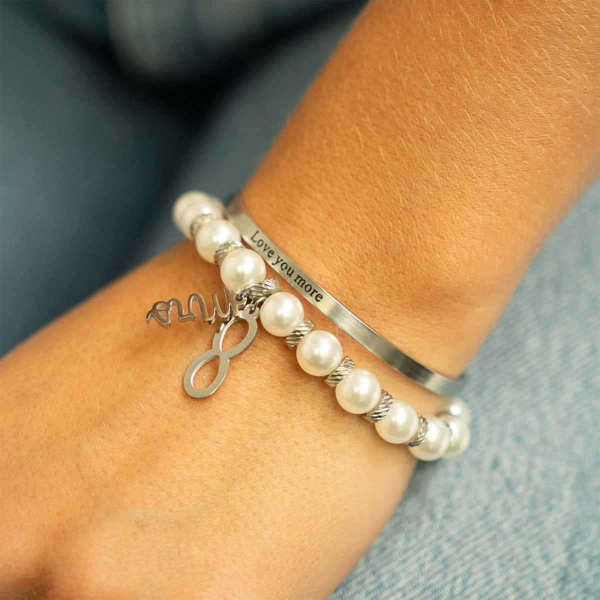 18K Gold PVD Stainless Steel Love you more Bracelet: Stainless