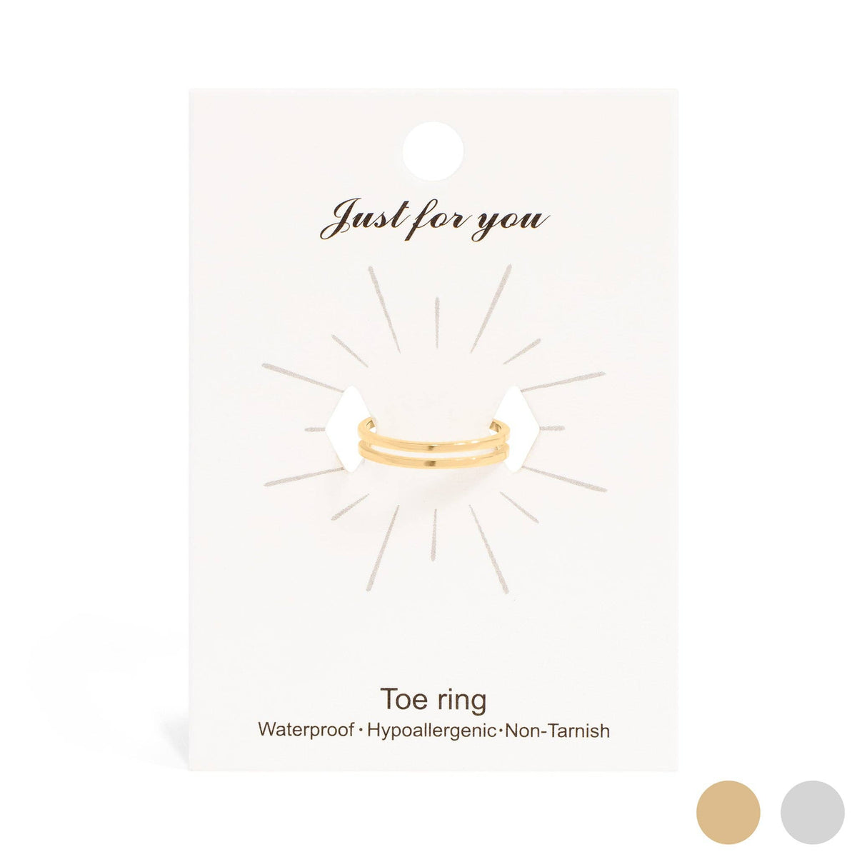 18K Gold PVD Stainless Steel Adjustable Double Bar Toe Ring: Stainless