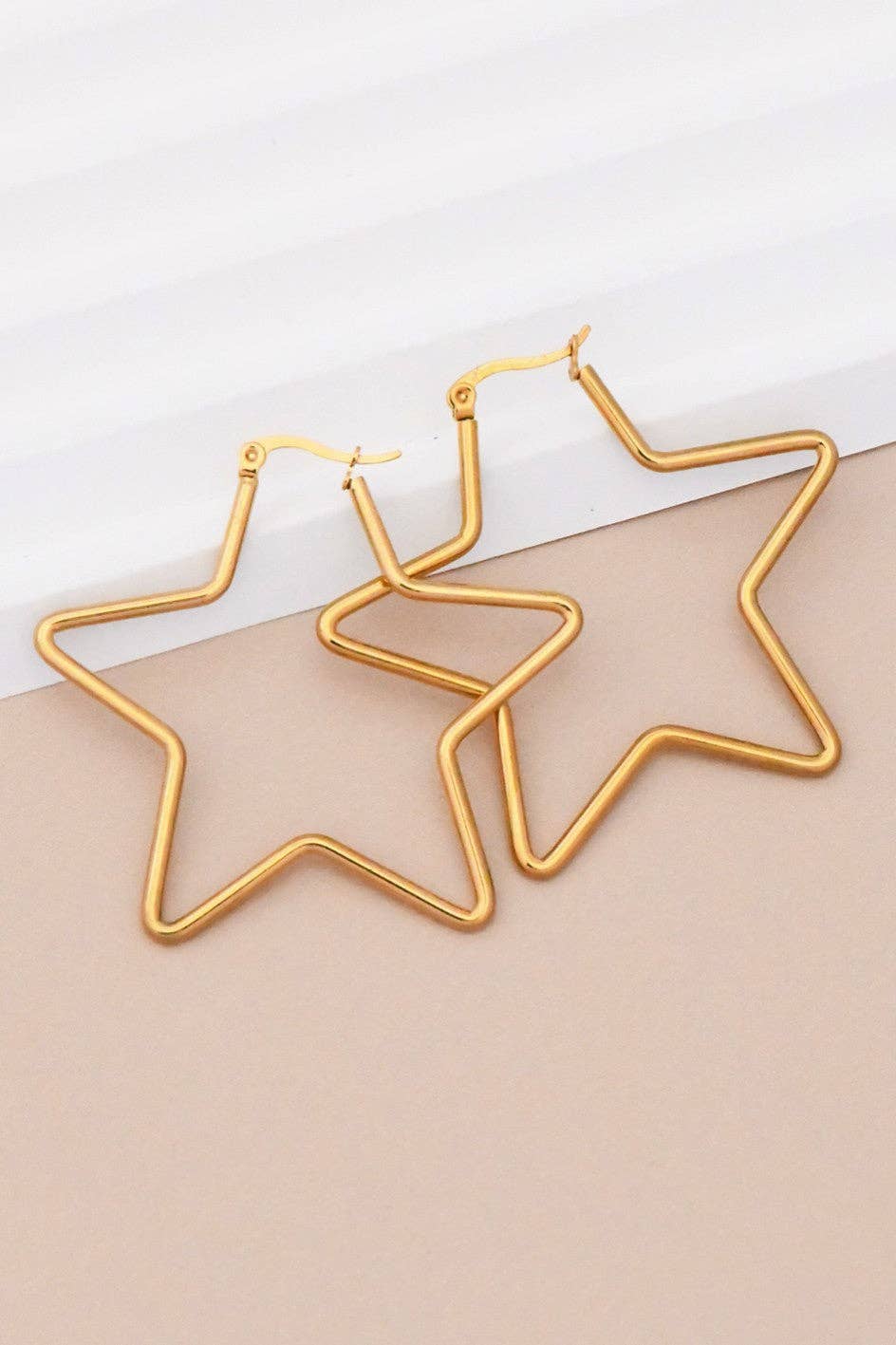 18K Gold Plated Waterproof Stainless Steel Hoop Earrings - 7145: S0OX3T7145 Gold