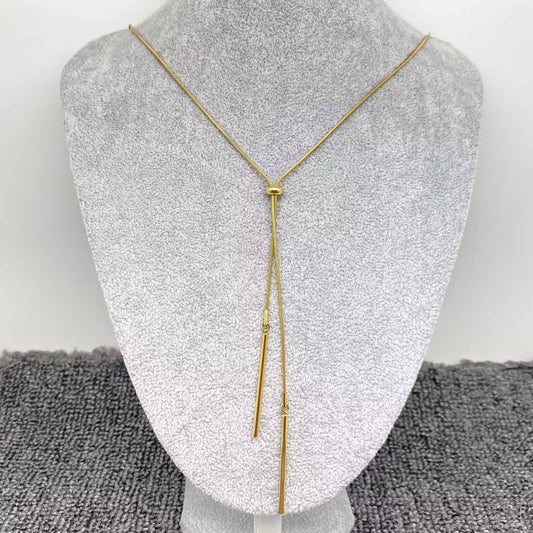 Minimalist 18K Golden Stainless Steel Lariat Necklace - FGS
