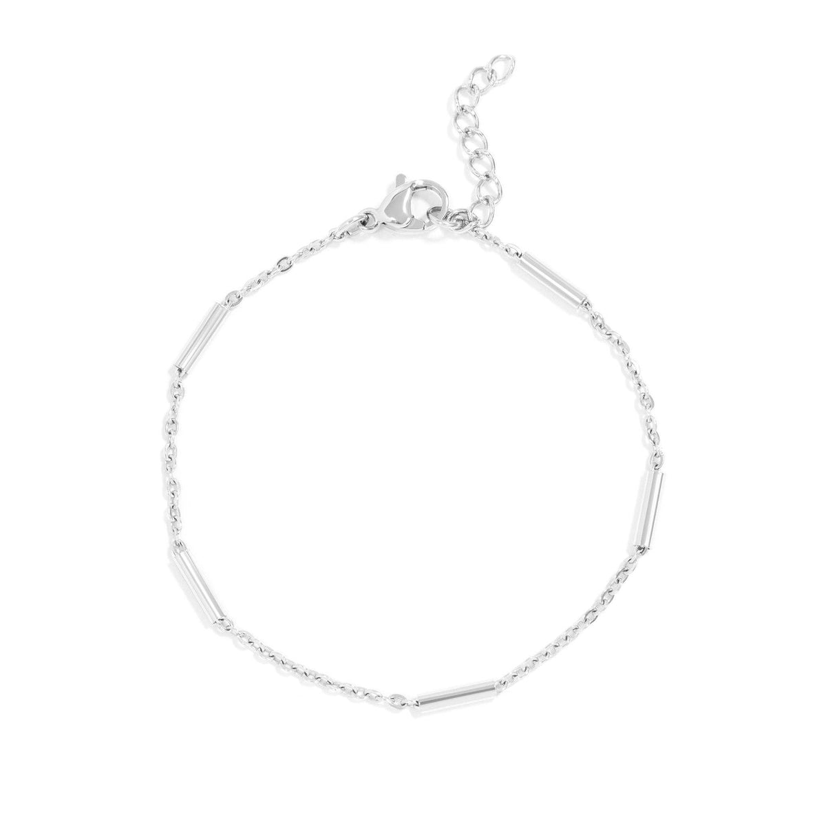 18K Gold PVD Stainless Steel Satellite Bar Chain Bracelet: Stainless