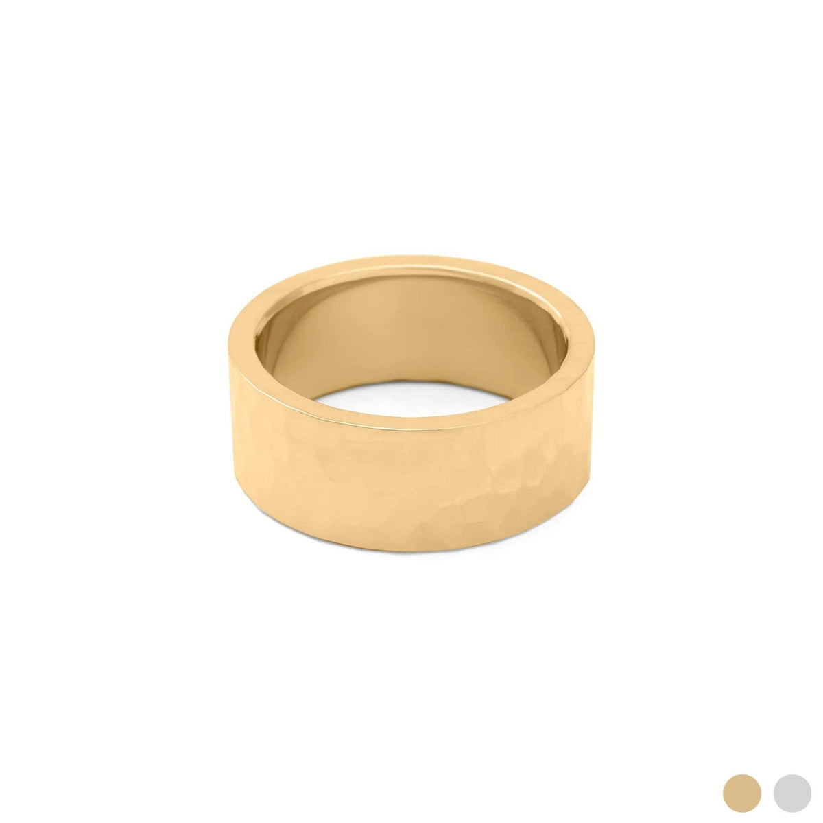 18K Gold PVD Stainless Steel Hammered Statement Ring: Gold / 7
