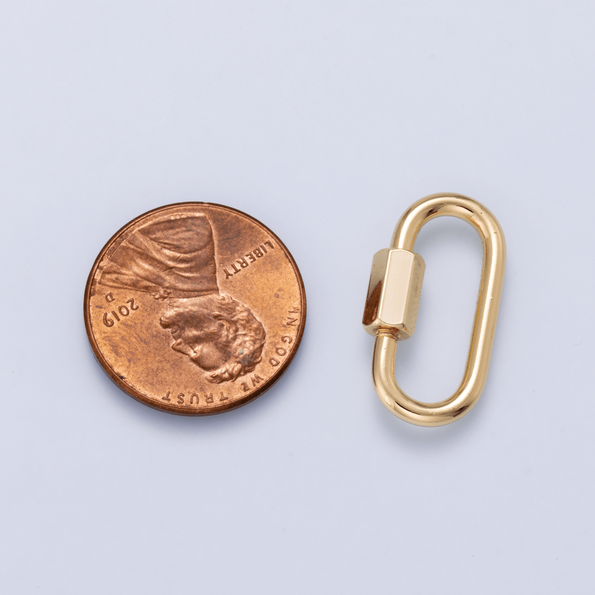 16K Gold Filled 21mm Minimalist Oval Oblong Screw Lock Carabiner | Findings-00499