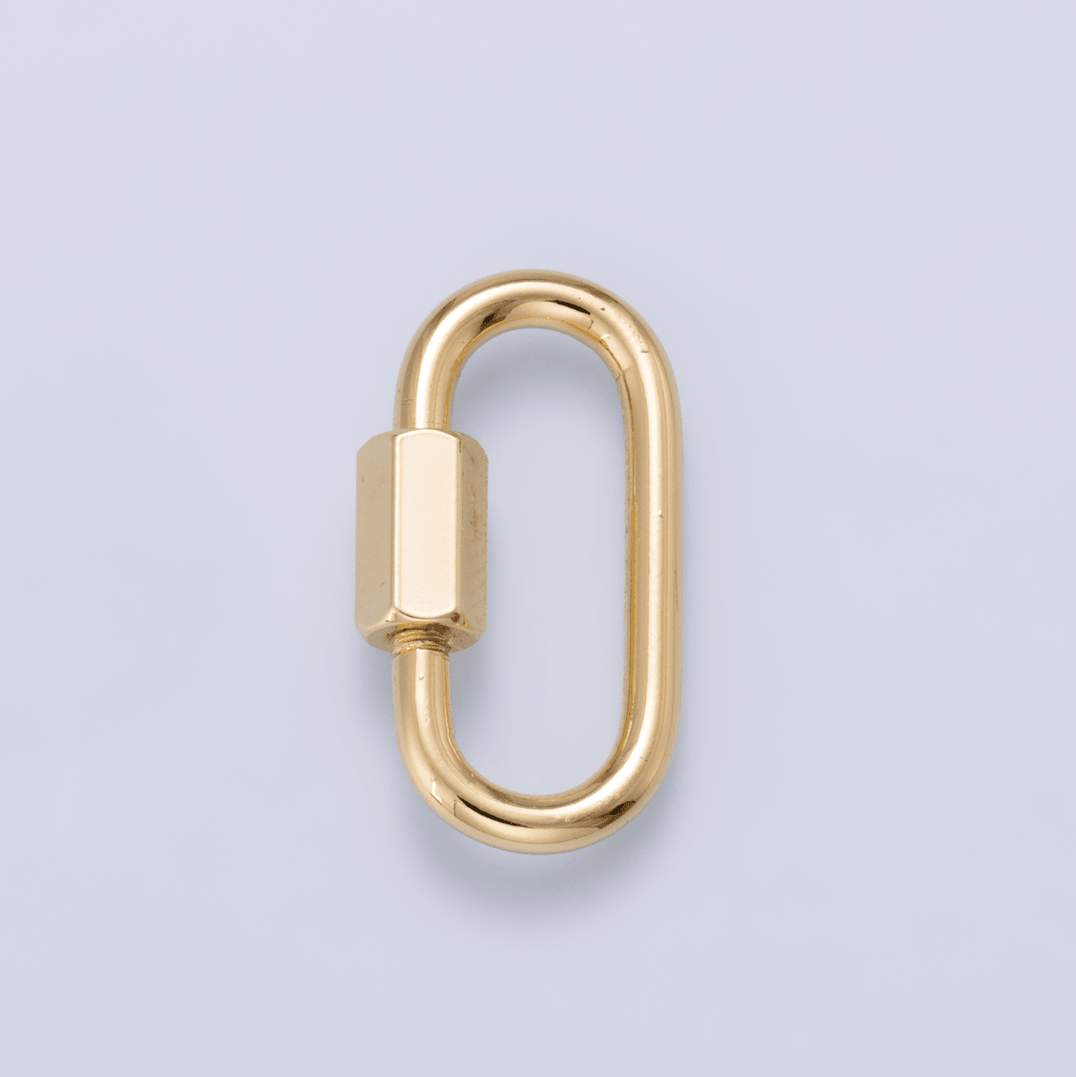 16K Gold Filled 21mm Minimalist Oval Oblong Screw Lock Carabiner | Findings-00499