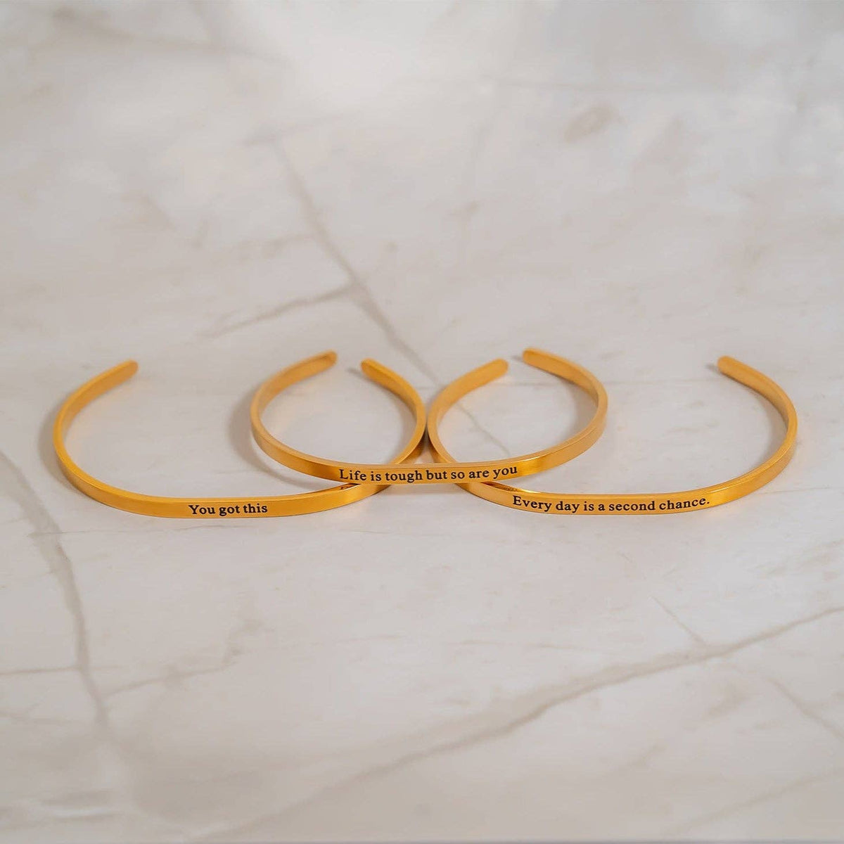 18K Gold PVD You Got This Engraved Bangle Bracelet: Stainless