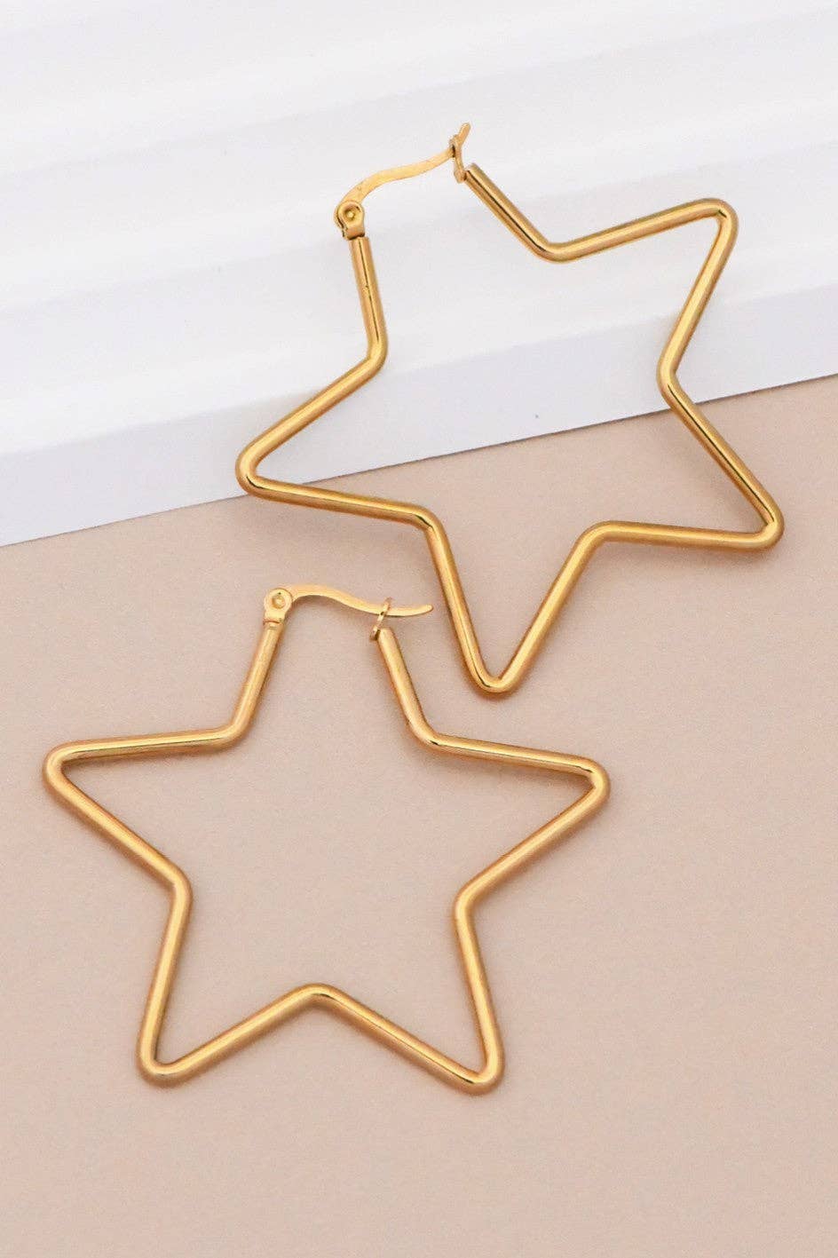 18K Gold Plated Waterproof Stainless Steel Hoop Earrings - 7145: S0OX3T7145 Gold