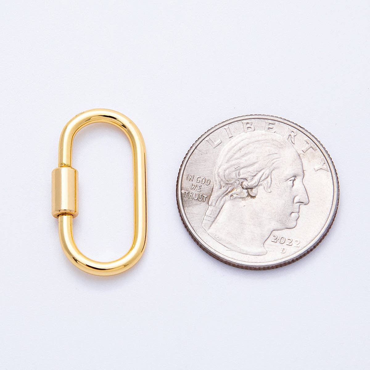 18K Gold Filled 26mm Minimalist Oblong Carabiner Clasp Closure Finding | Findings-00039