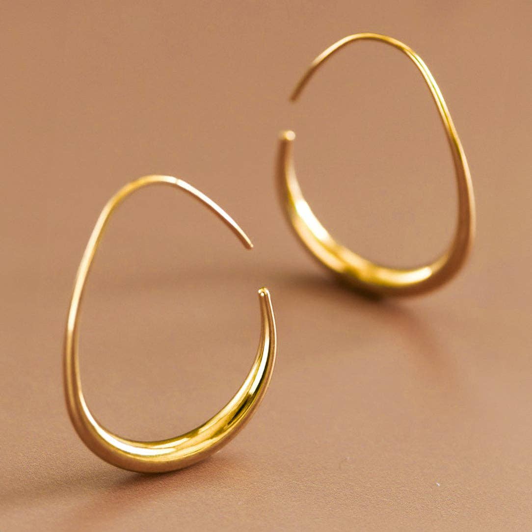 18K Gold Plated Waterproof Stainless Steel Hoop Earrings - 7377: S0OX3T7377