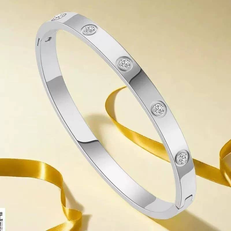 18K NON-TARNISH WATERPROOF STAINLESS STEEL BANGLE | 40B5153: Silver