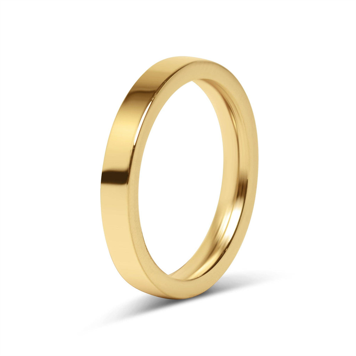 18K Gold Stainless Steel Blank Flat Band Ring: 8 / 3mm