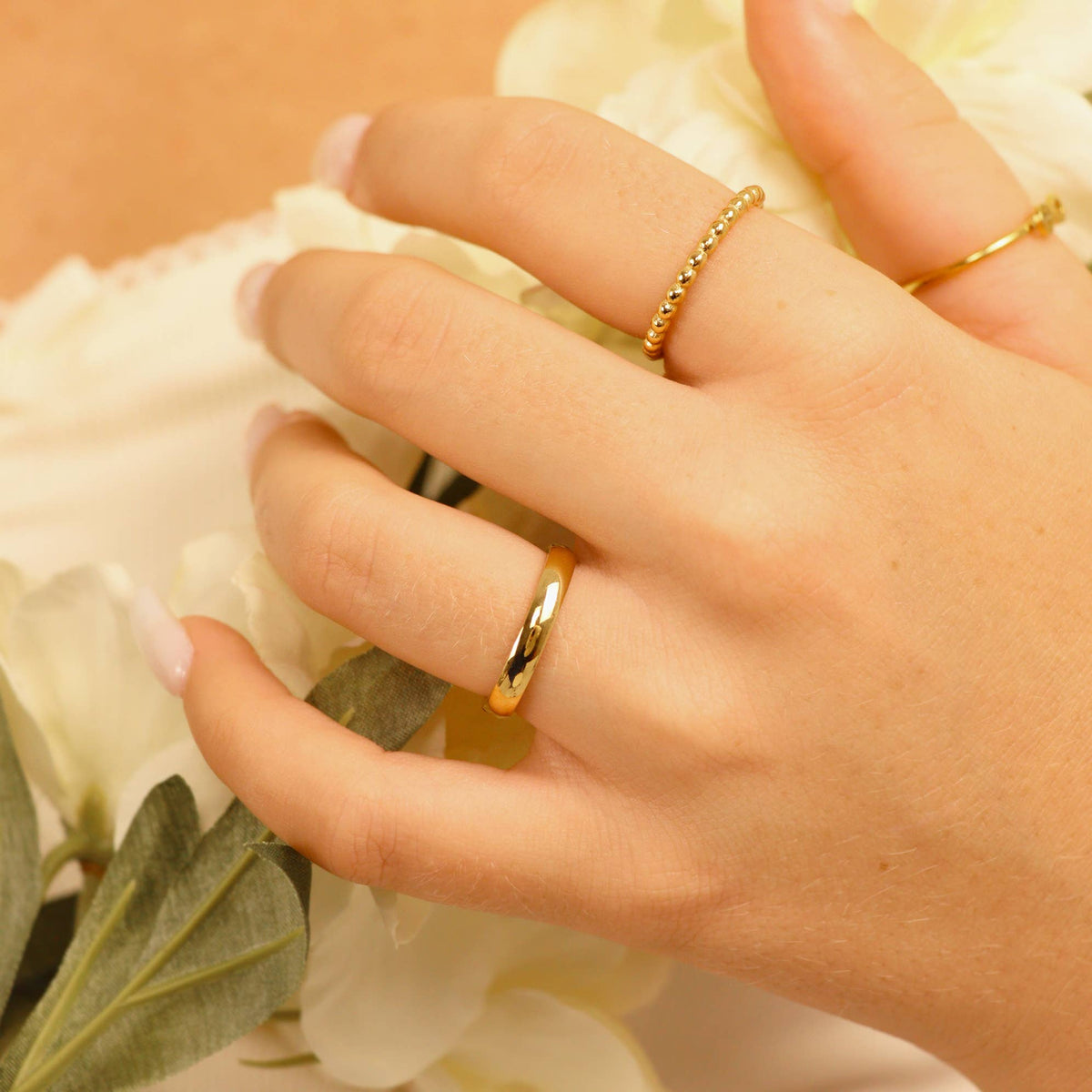 Stainless Steel Blank Gold Ring: 7 / 3mm