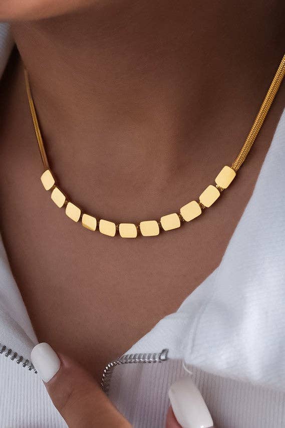 18K Gold PVD Plated Waterproof Stainless Steel Chain Necklace - 7498: S0OX3T7498
