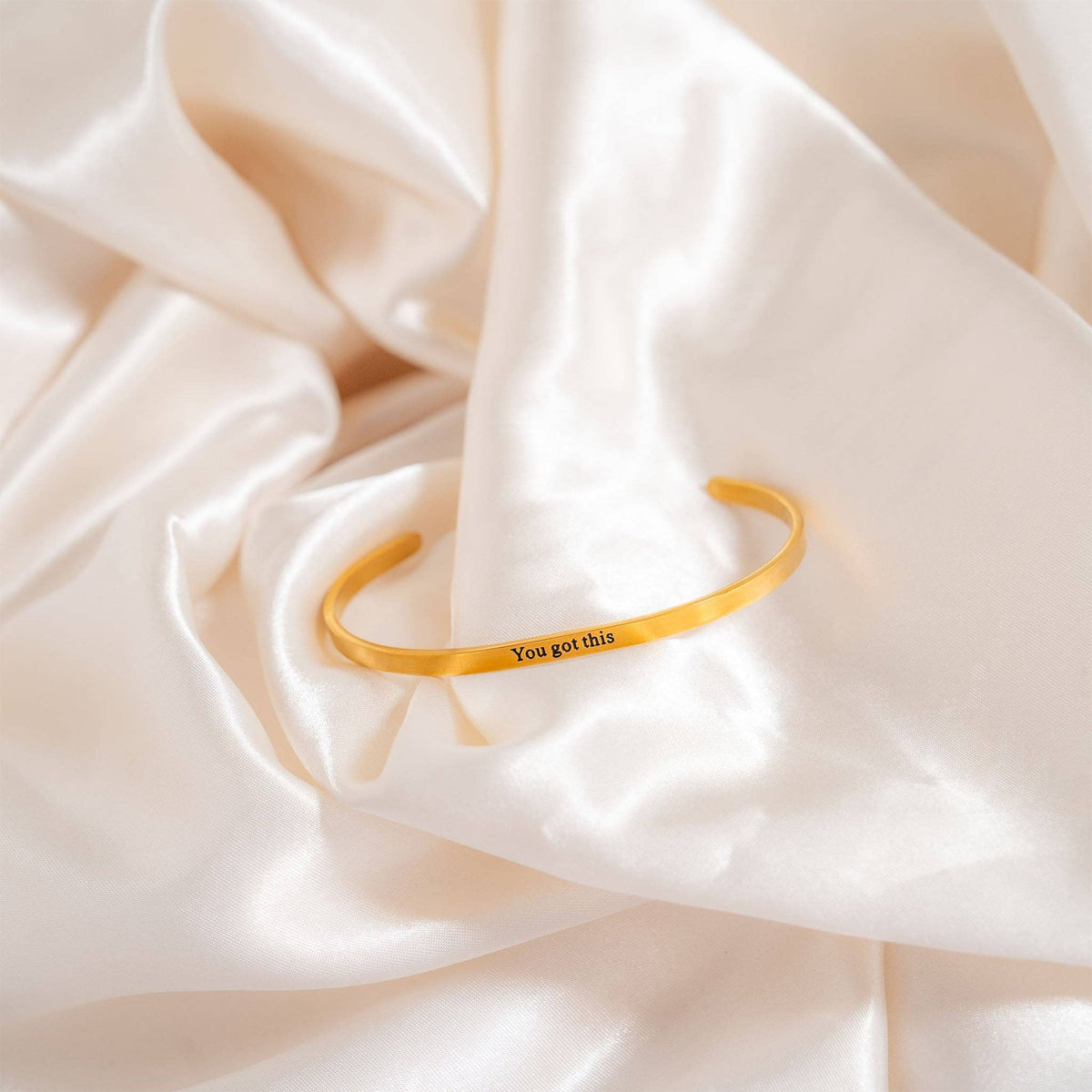 18K Gold PVD You Got This Engraved Bangle Bracelet: Stainless