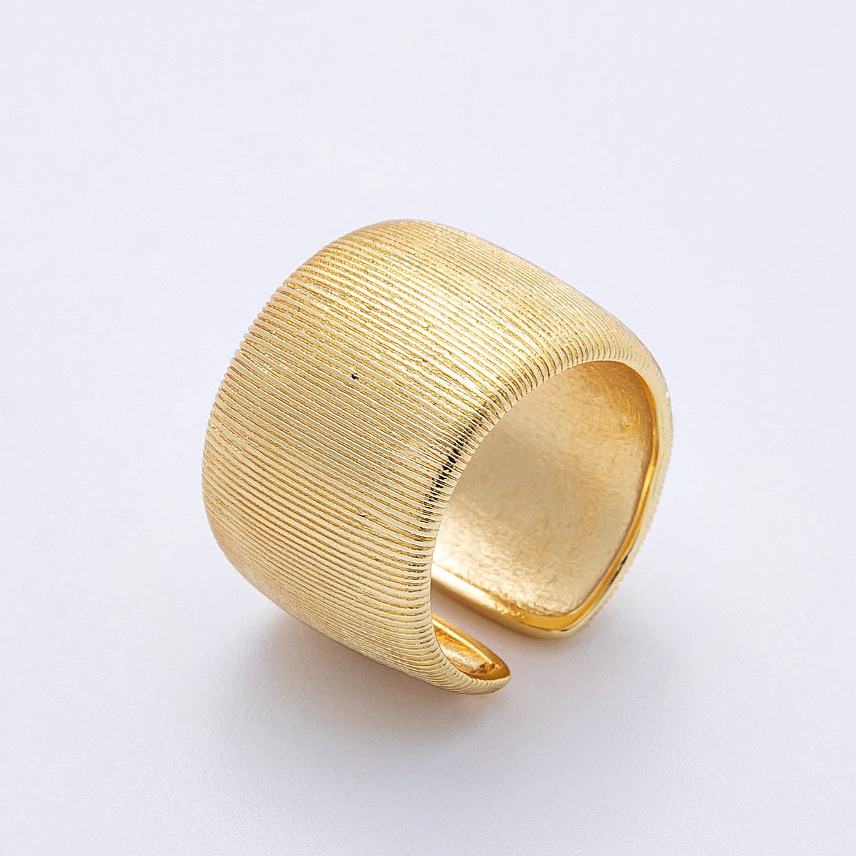16K Gold Filled Ribbed Textured Wide Band Ring in Gold & Silver | Rings-00011  Rings-00012: GOLD