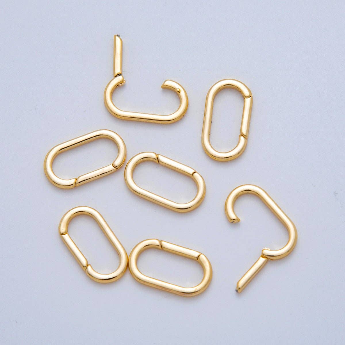 18K Gold Filled Oval Paperclip Oblong Shaped Snap Clasp Spring Gate Closure Findings | ZA1220