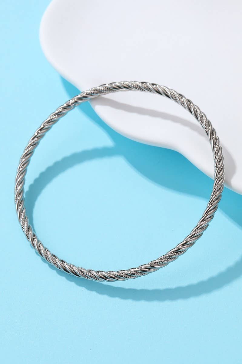 18K NON-TARNISH WATERPROOF STAINLESS STEEL BANGLE |40B5237: B SILVER