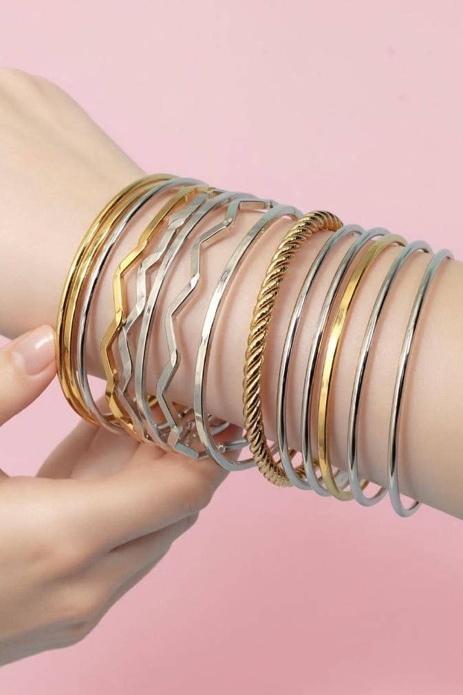 18K NON-TARNISH WATERPROOF STAINLESS STEEL BANGLE |40B5237: B GOLD