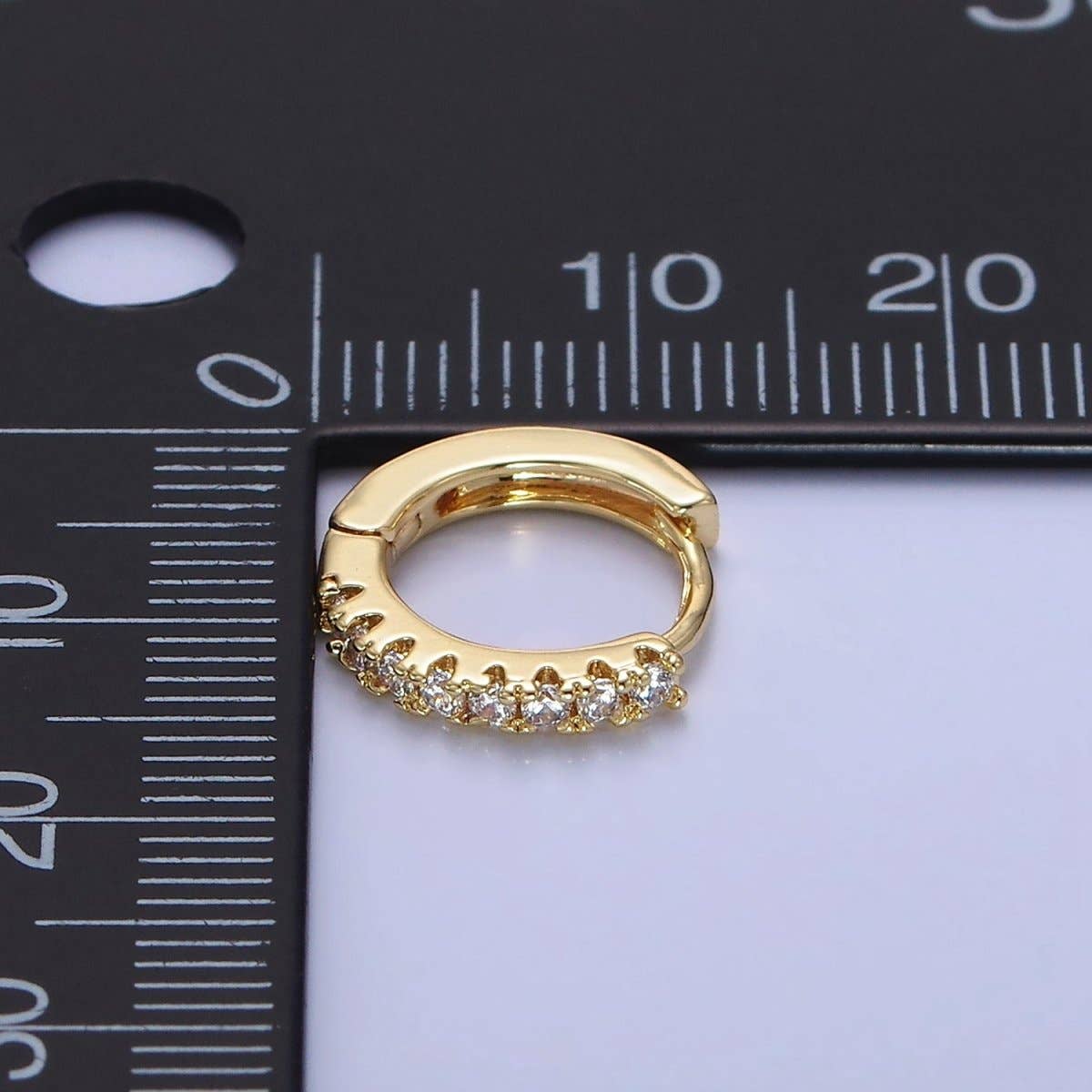 14K Gold Filled 15mm Micro Paved Huggie Earrings | P079: GOLD