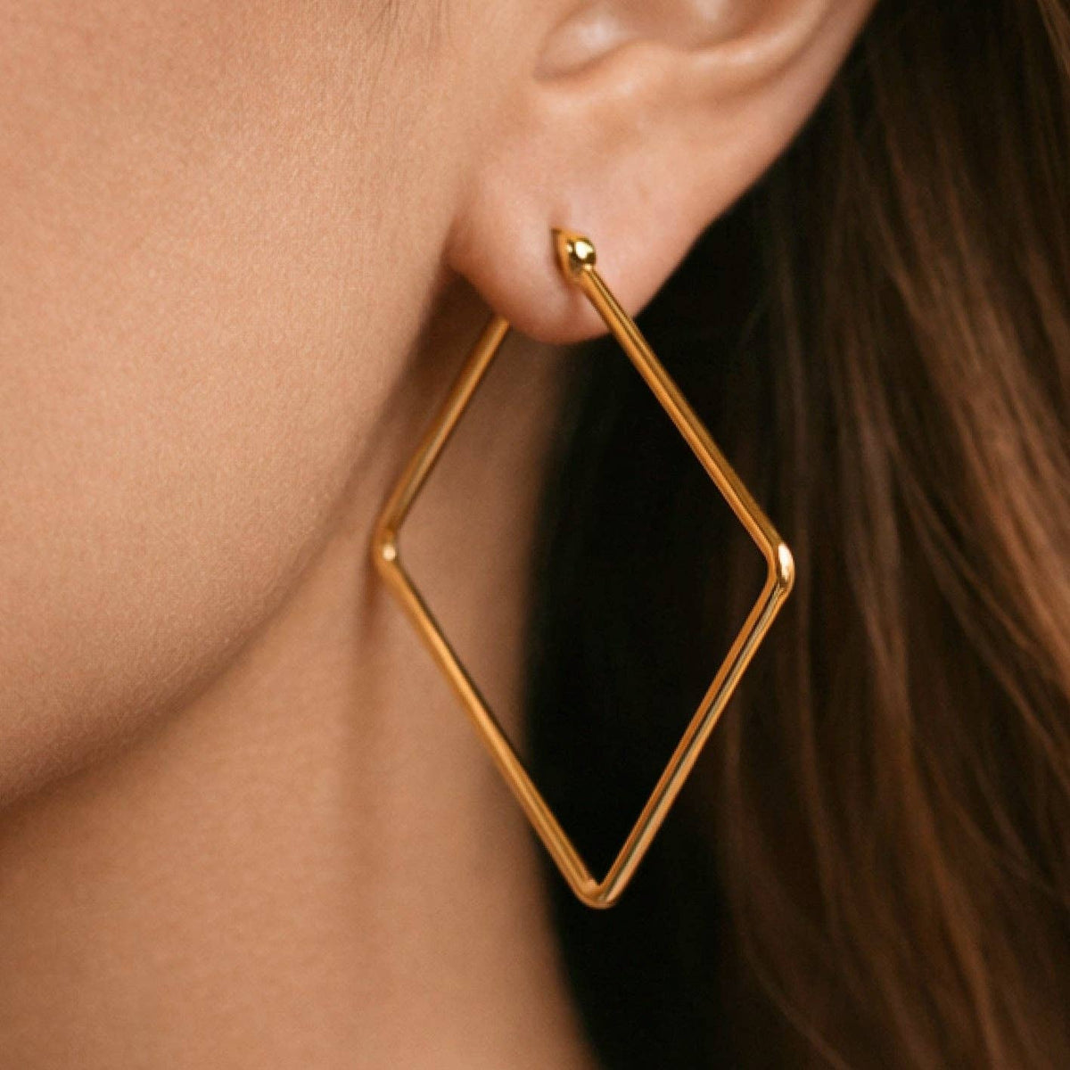 18K Gold Plated Waterproof Stainless Steel Hoop Earrings - 7153: S0OX3T7153 Gold