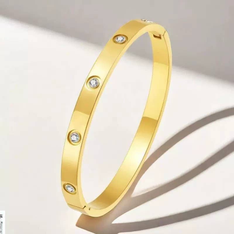 18K NON-TARNISH WATERPROOF STAINLESS STEEL BANGLE | 40B5153: Silver