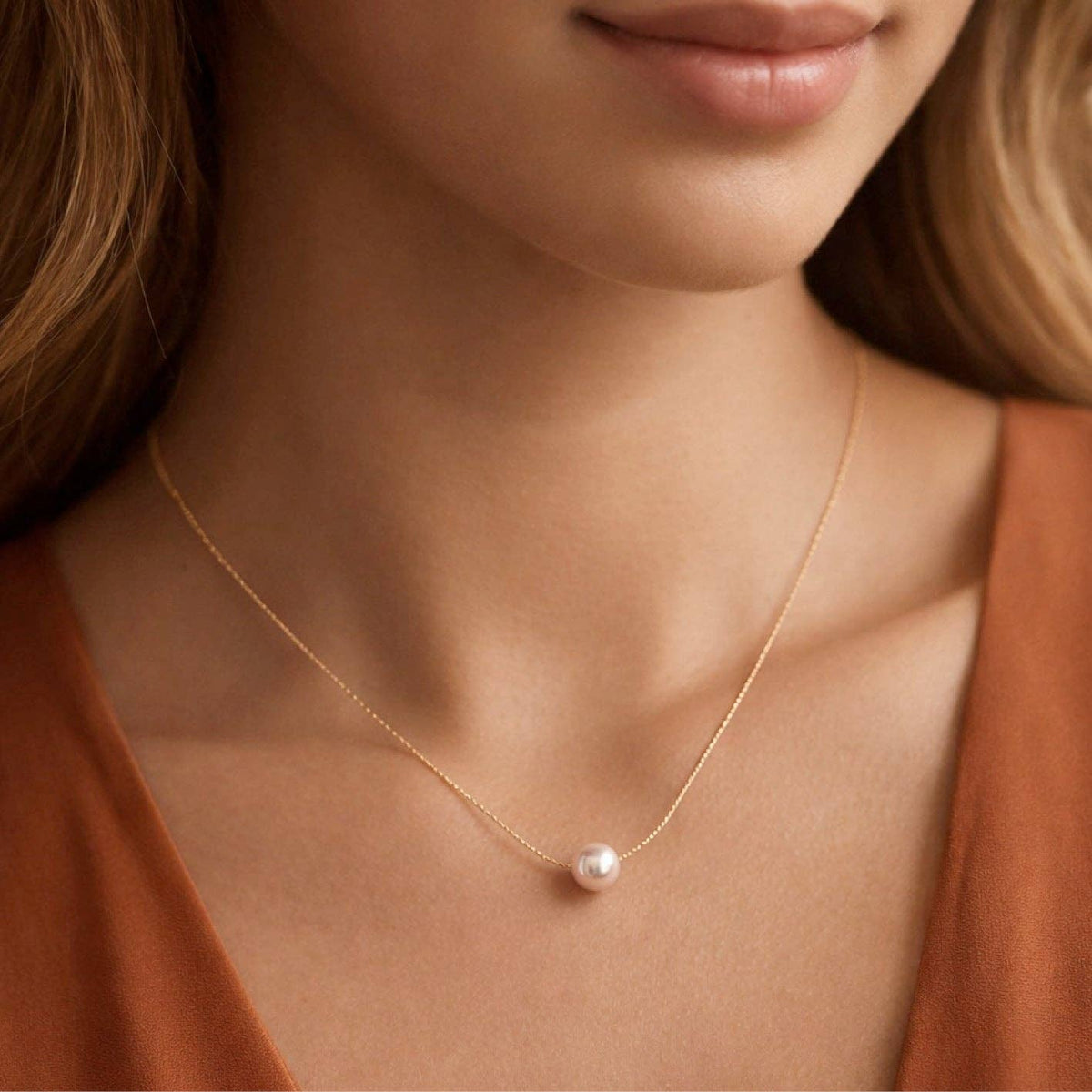 18K Gold PVD Plated Stainless Steel Freshwater Pearl Necklace - 7136 7137: S0OX3T7136 Pink Pearl
