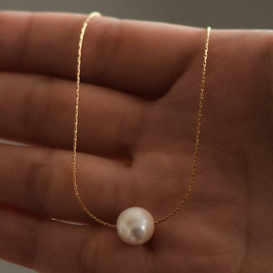 18K Gold PVD Plated Stainless Steel Freshwater Pearl Necklace - 7136 7137: S0OX3T7136 Pink Pearl