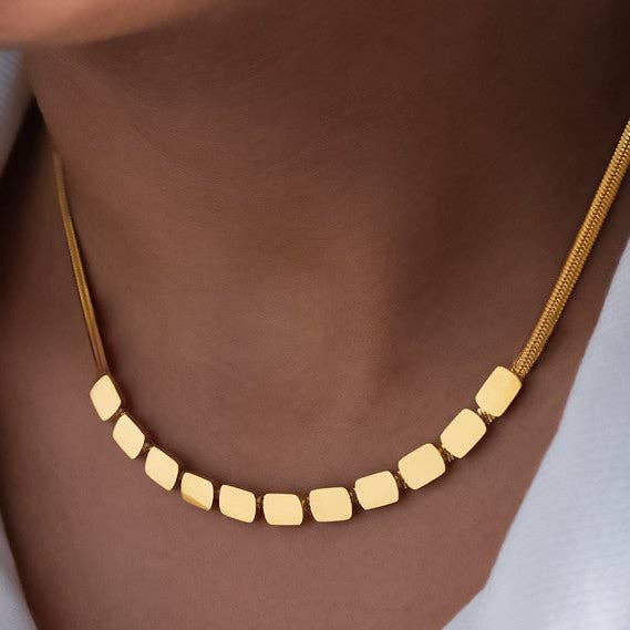 18K Gold PVD Plated Waterproof Stainless Steel Chain Necklace - 7498: S0OX3T7498
