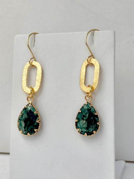 Golden Moss Drop Earrings