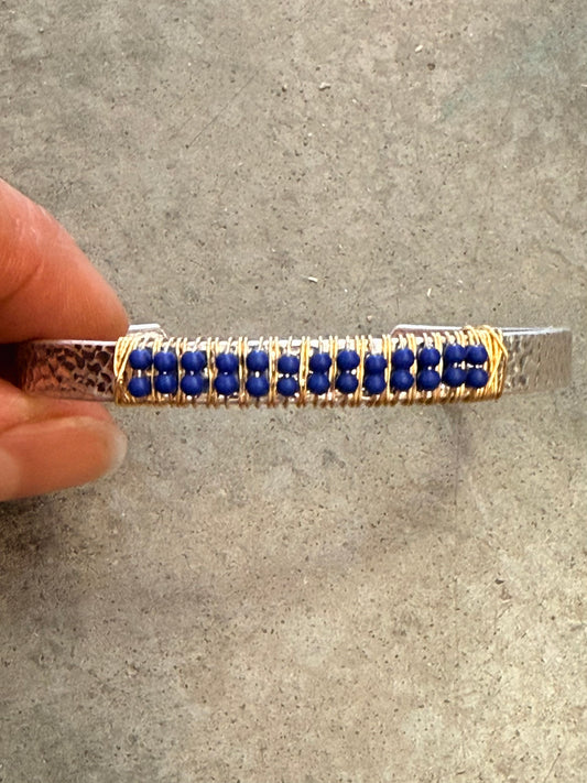 Lapis Wired Cuff Bracelet