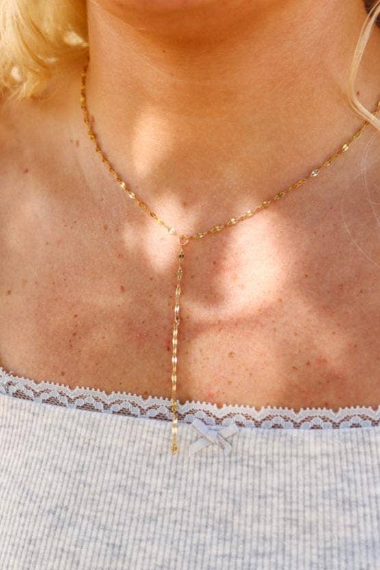 18K Gold PVD Stainless Steel Lariat Necklace Lip Chain: Stainless