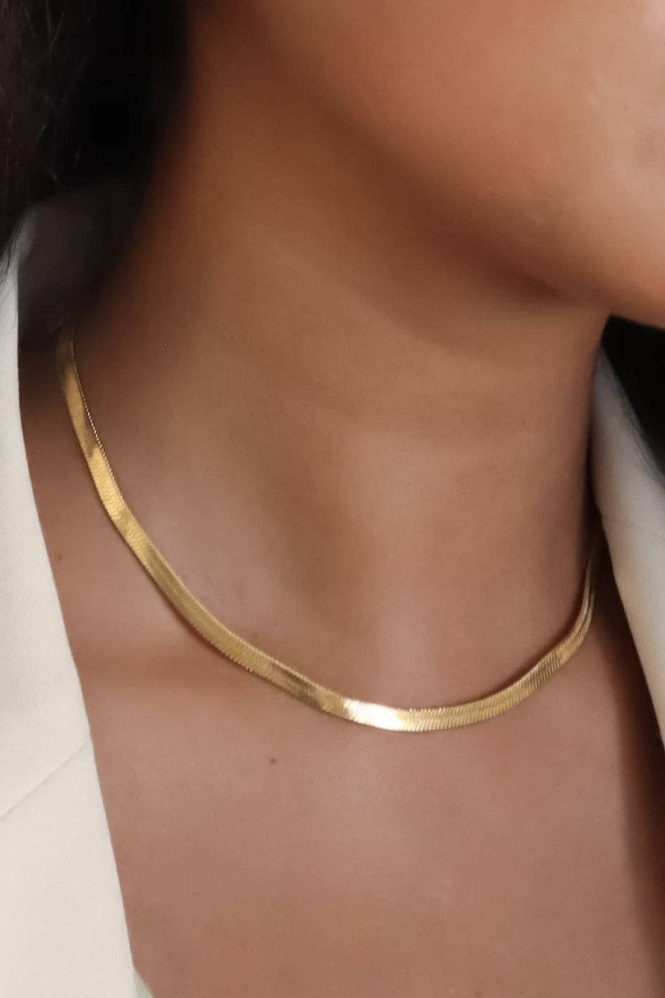 18K Gold PVD Plated Waterproof Stainless Steel Chain Necklace - 6781: S0OX3T6781 Herringbone