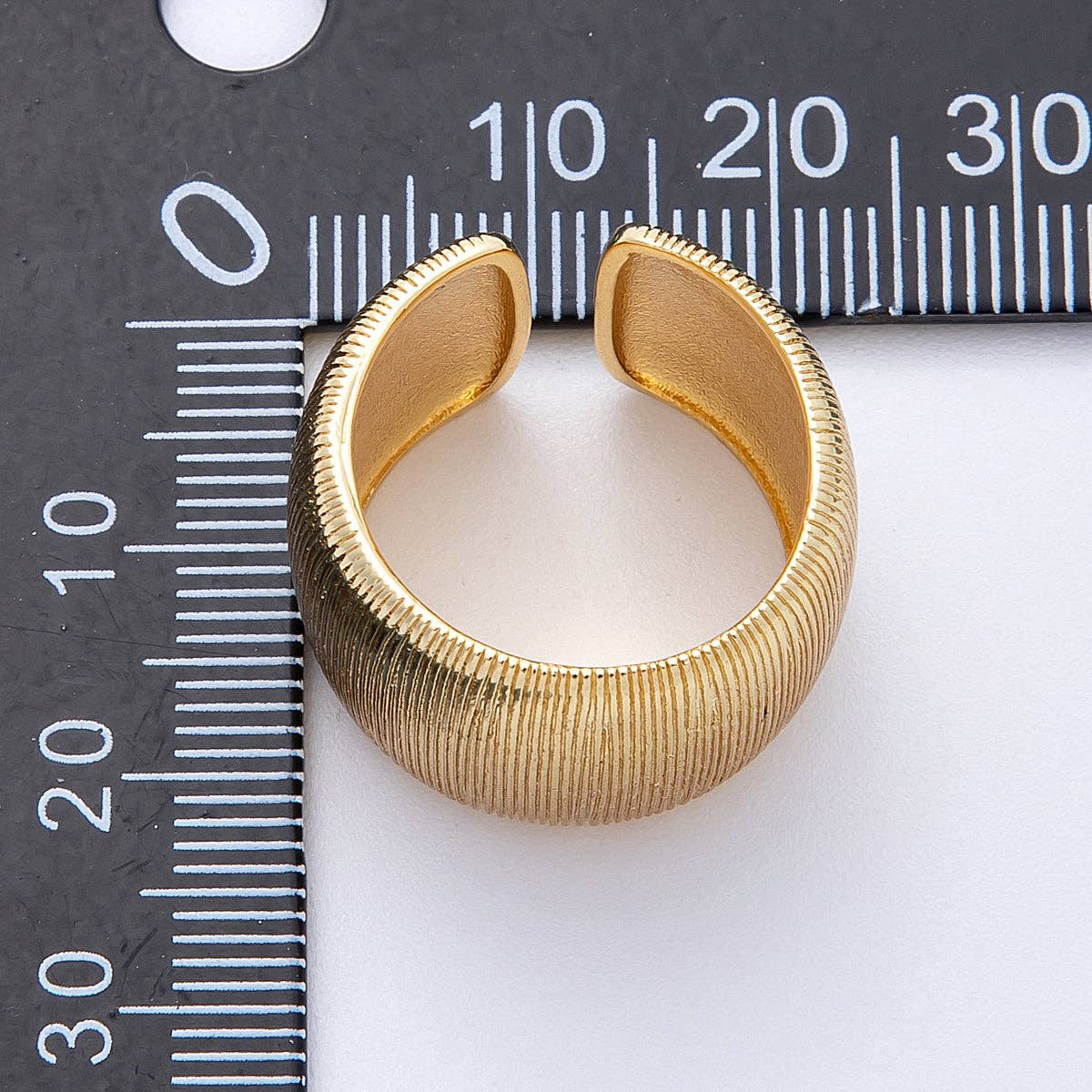 16K Gold Filled Ribbed Textured Wide Band Ring in Gold & Silver | Rings-00011  Rings-00012: GOLD