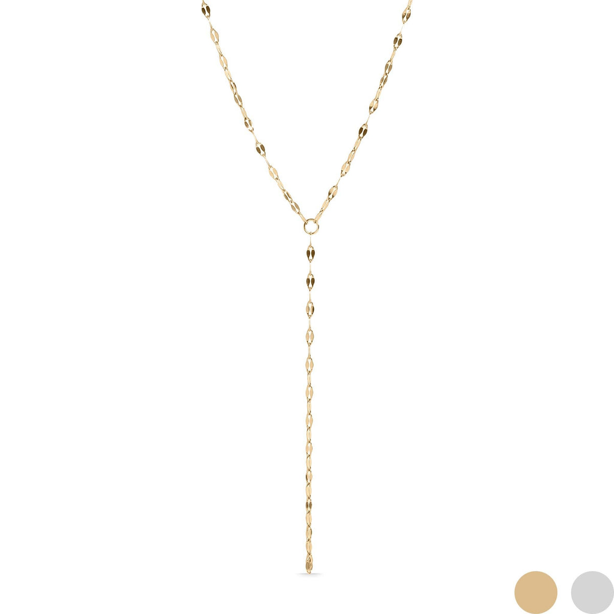 18K Gold PVD Stainless Steel Lariat Necklace Lip Chain: Stainless