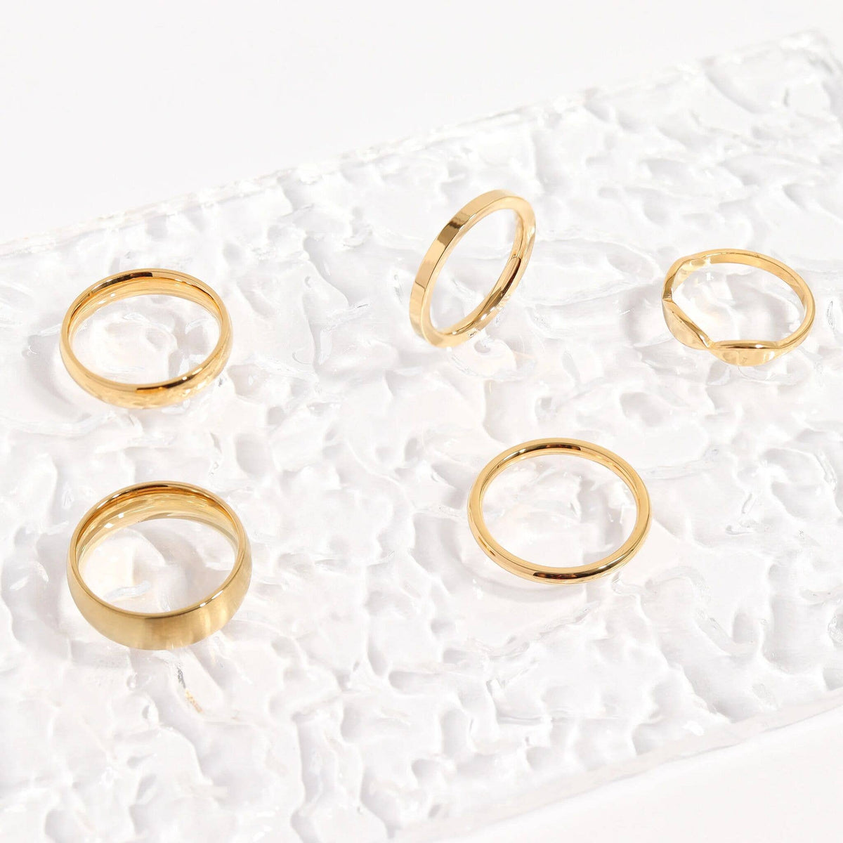 18K Gold Stainless Steel Blank Flat Band Ring: 8 / 3mm