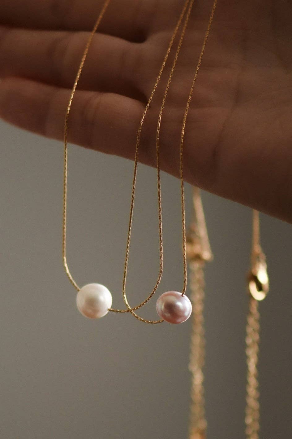 18K Gold PVD Plated Stainless Steel Freshwater Pearl Necklace - 7136 7137: S0OX3T7136 Pink Pearl