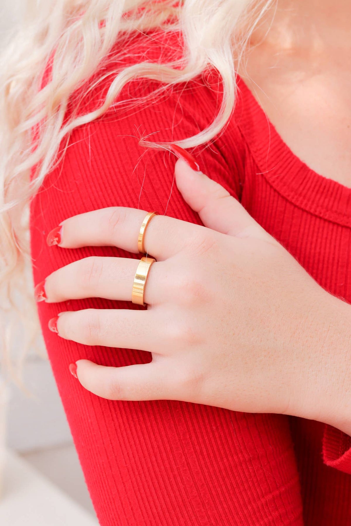 18K Gold Stainless Steel Blank Flat Band Ring: 8 / 3mm